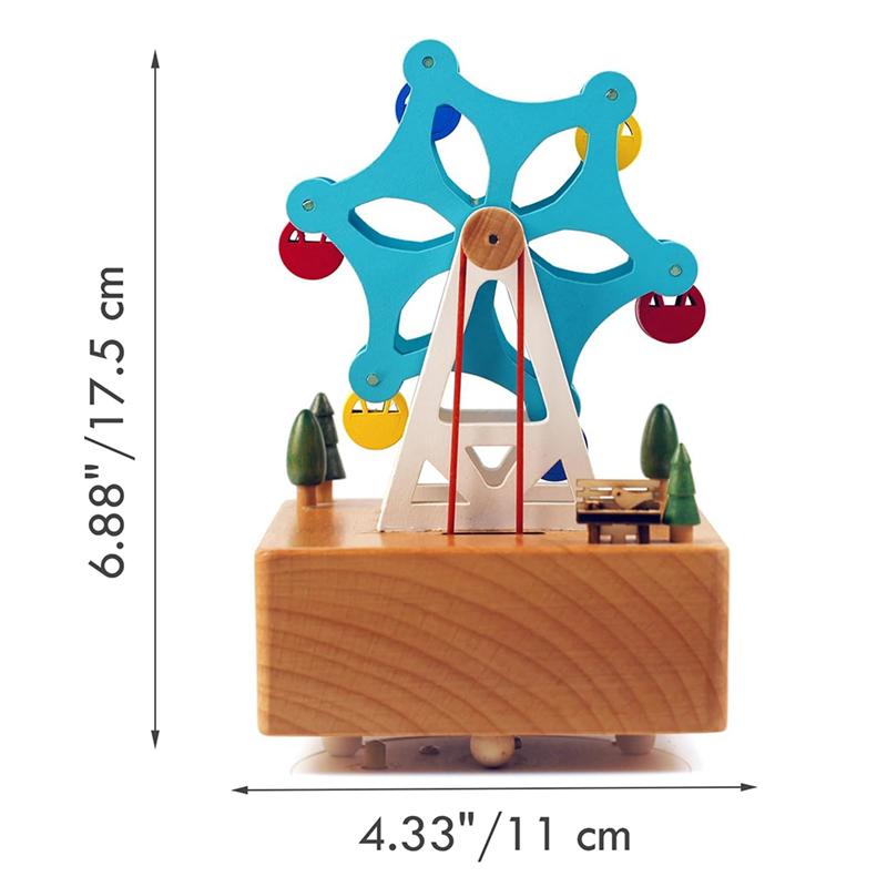 M-Modern-Holz Buntes Holzrad Spieluhr - Ein personalisiertes Geschenk für Ihre Tochter, Enkelin - Perfekt für Geburtstage D