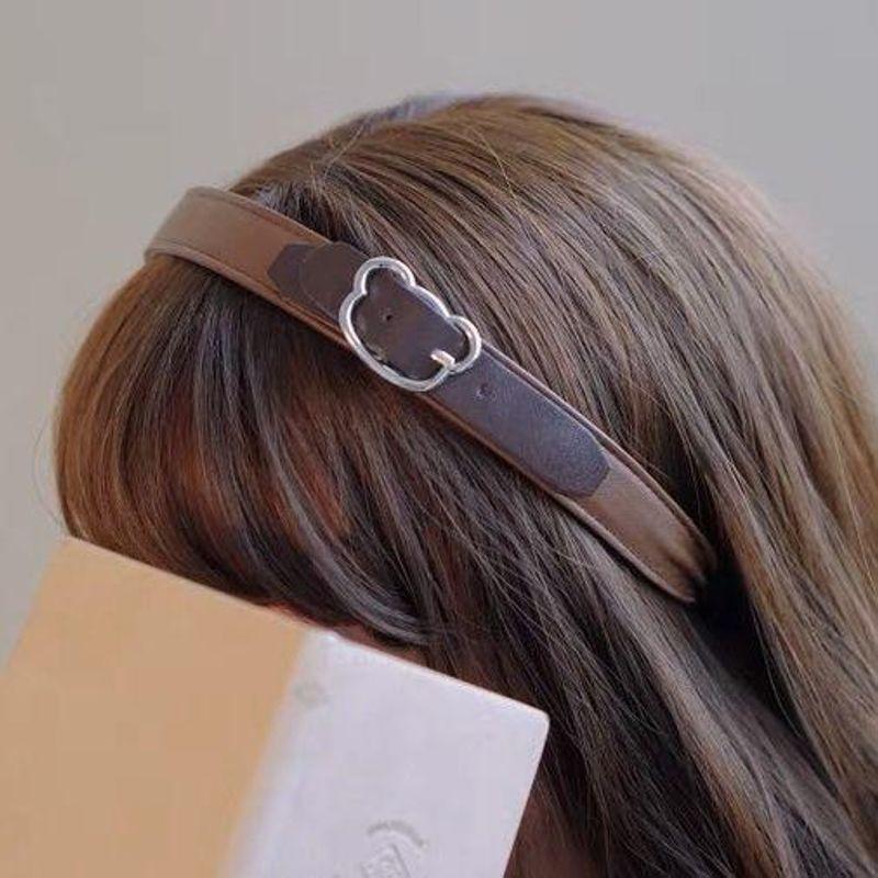 1pc The Colors of Autumn! Coffee Colored Belt Buckle, Heart-shaped Headband, Women's New Headband, Maillard Headband