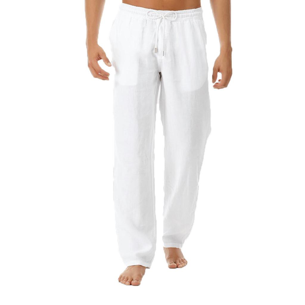 Men's Casual Loose And Comfortable Casual Pants Cotton Linen  Drawstring Trousers