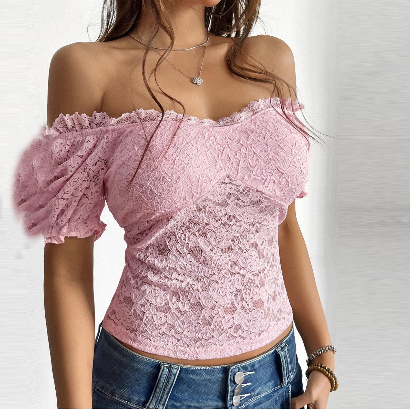 

Женский однотонный трикотажный топ без бретелек с открытой полостью на пупке L розовый