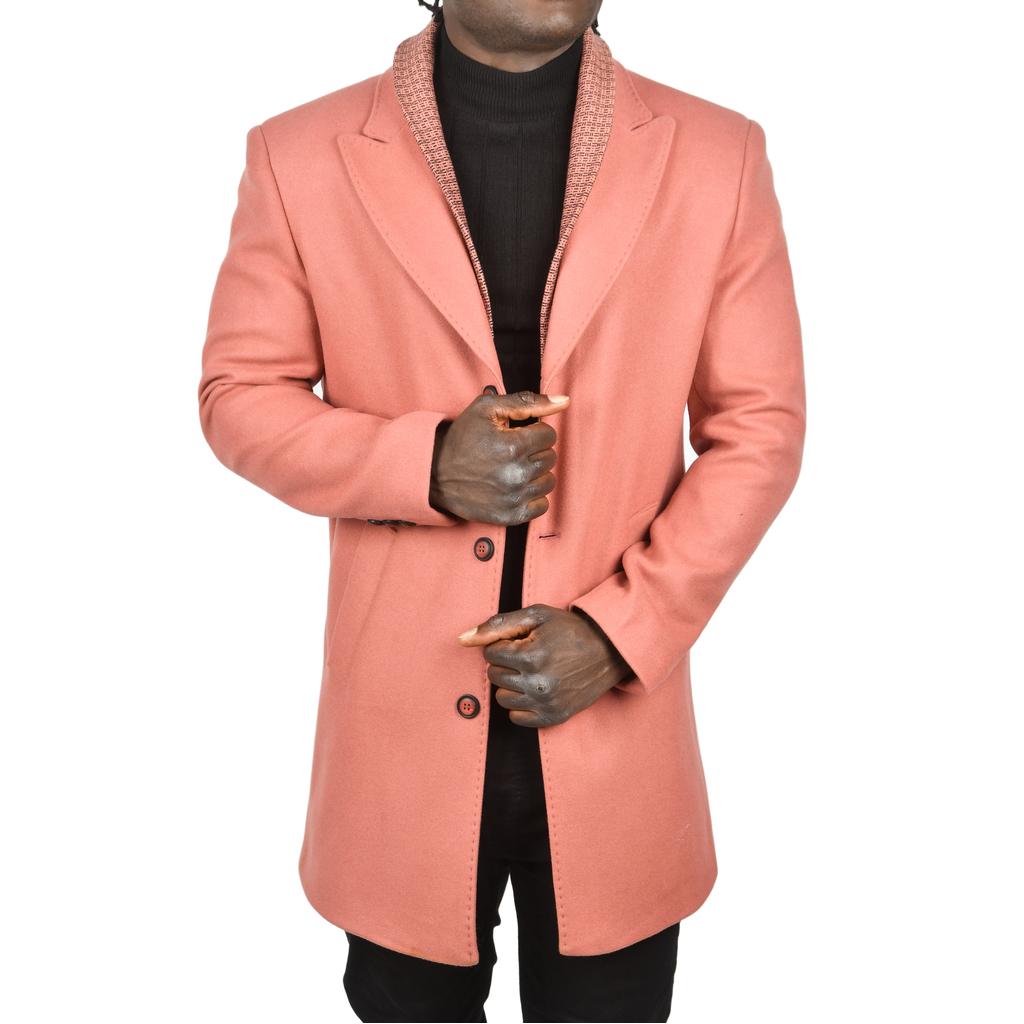 DeepSEA Çift Yaka Yakası Çıkabilen Dar Kesim Düğmeli Uzun Kaşe Kaban 2407001