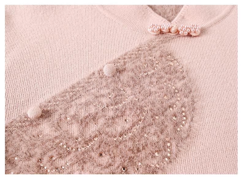 Mom's Winter 2024 Fleece-Lined Thick Sweater for Middle-Aged & Elderly Women - Warm One-Piece Top