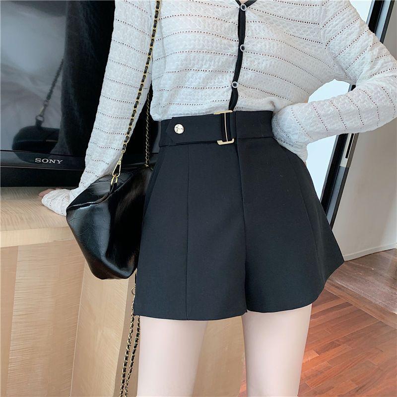 

2026 Summer Korean Style Loose Slimming Outerwear Suit with Versatile High-Waisted Wide-Leg Bootcut Pants and Casual Shorts for Women Large чёрный