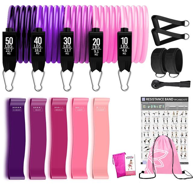 360lbs Fitness Exercises Resistance Bands Kit Elastic Tubes Pull Rope Yoga Band Training Workout Equipment for Home Gym Weight