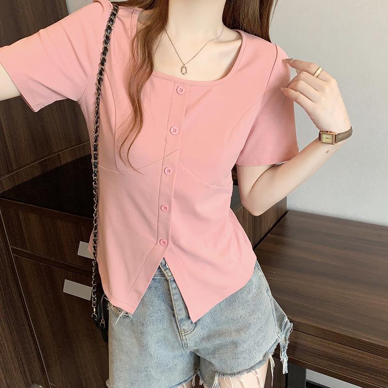 2026 Summer Plus Size Women s Slimming Cotton Round Neck T-Shirt XL