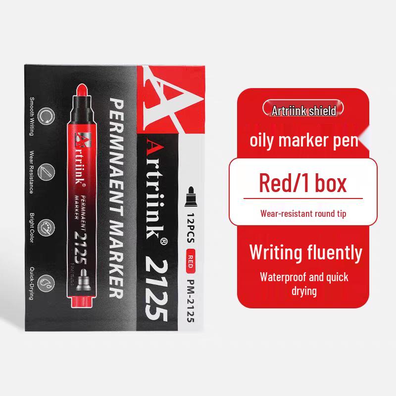 Waterproof, Oil-Proof Permanent Marker, Non-Fading, White Oil-Based, Erasable Green Thick-Head & Red Highlighting Pen