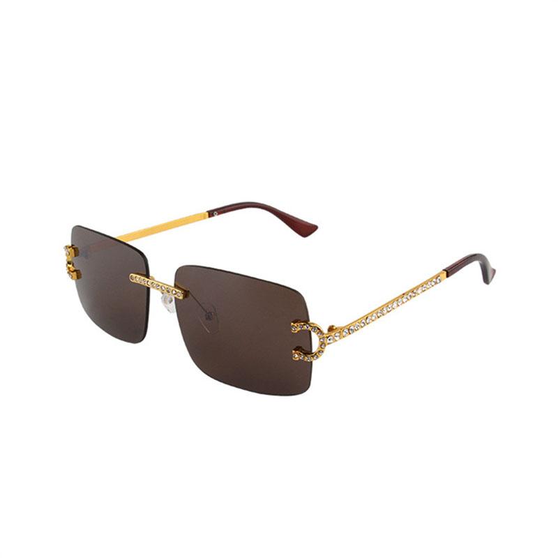 HBK 2023 Rimless Gradient Lenses Diamond Square Sunglasses UV400 Protection Alloy Frames Women