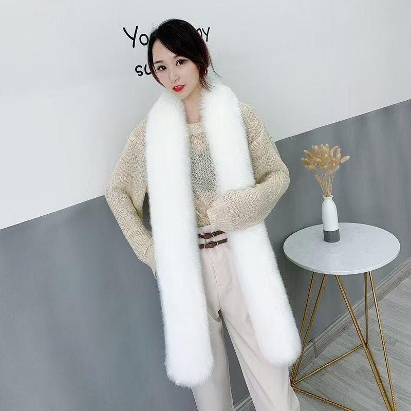 Korean Style Faux Fox Fur Double-Sided Neck Warmer Shawl