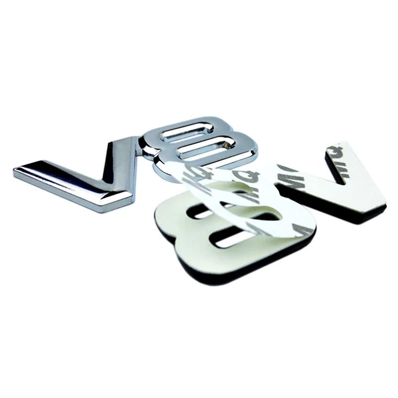 Auto Metaallegering 3D V8 Logo Cilinderinhoud Kofferbak Achter Auto Badge Decal Chrome V8 Side Wing Emblem Sticker Auto styling