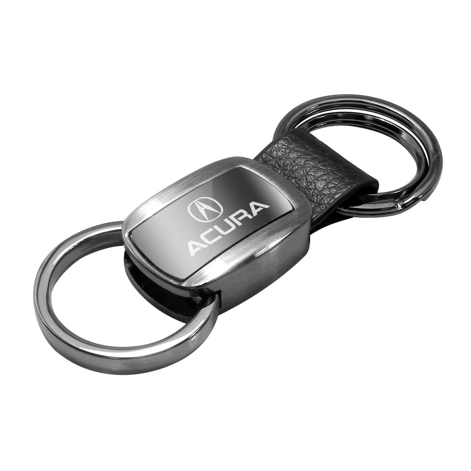 

AU-TOMOTIVE GOLD Genuine Leather Accent Keychain for Acura (Gunmetal) Metal Compatible, Gunmetal, Standard Standard