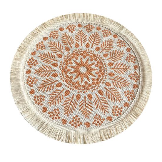 Yousheng Vintage Round Coasters, Pastoral Cotton Linen Placemats, Soft Jute Tassels Drink Mats, Handwoven Table Pads Mats Accessories