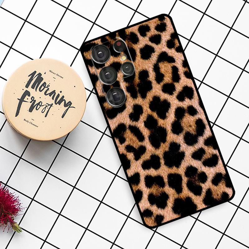 Tan Leopard Case For Samsung Galaxy S25 Ultra S20 S21 S22 S23 S24 Ultra S9 S10 Plus S25 FE Phone Cover
