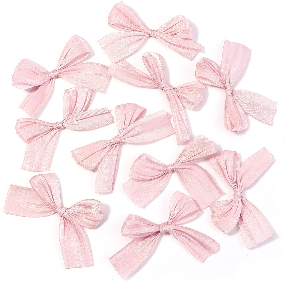10Pcs/Lot 4x5.5cm Pearlescent Satin Ribbon Fold Bows Decoration Bow Small Bowknot Gift Flower Wedding Bow For Craft Handwork DIY