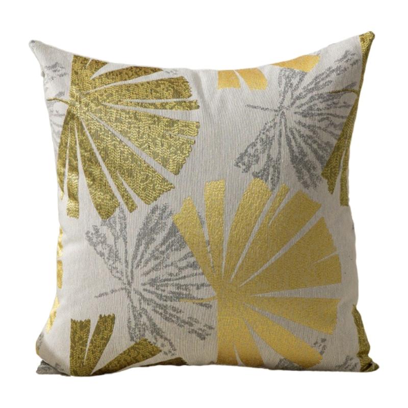 Leaf Pattern Jacquard Linen Pillow Cover Soft Textured Fabric Wrinkle Resistant Cushion Case For Living Room Bedroom