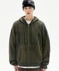 TRILLION Washable Two-Tone Hooded Zip-Up Graphic Knit (Khaki)