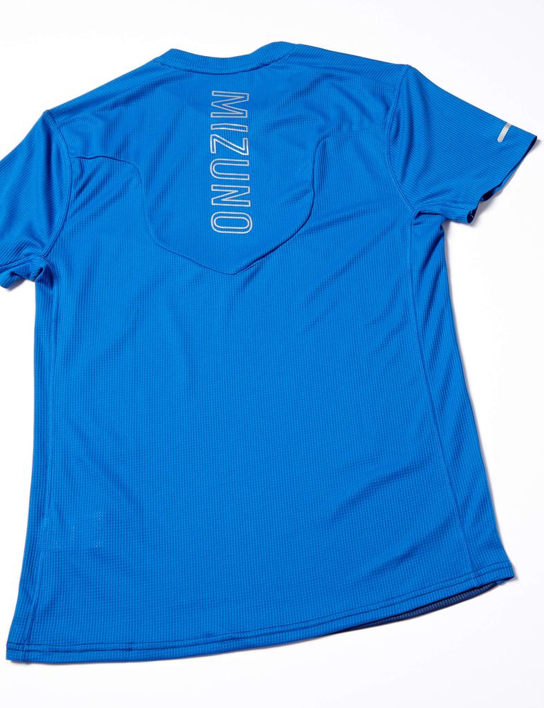 Mizuno Dry Aeroflow Premium Short Sleeve Princess Size S Size Running Wear Men's T-Shirt, Blue, (Japan Small), J2MA0501,