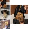 Pu Material Fringe Water Bucket Shoulder Bag With Zipper Pocket For Women