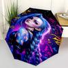 1 PC Automatic Folding Umbrella - Jinx Pattern Portable Foldable Design With 8 Ribs Christmas Birthday Gifts