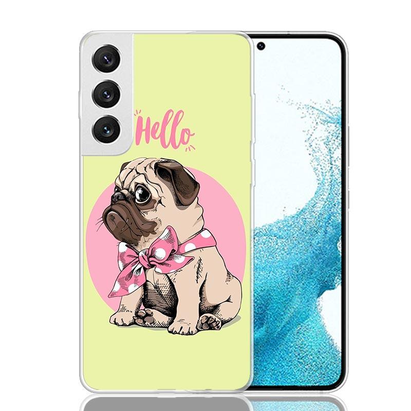 Love Pugs Cute Dog Case Phone Cover for Samsung Galaxy S24 S25 Ultra S23 Plus S22 + S21 S20 FE S10 S25Plus Trend Fundas S24 Ultr