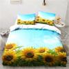 3D Sunflower Printing Set Bedding Floral Pattern Three-piece Set Living Room Bedroom Home Decoration Pillowcase Quilt Cover Gift