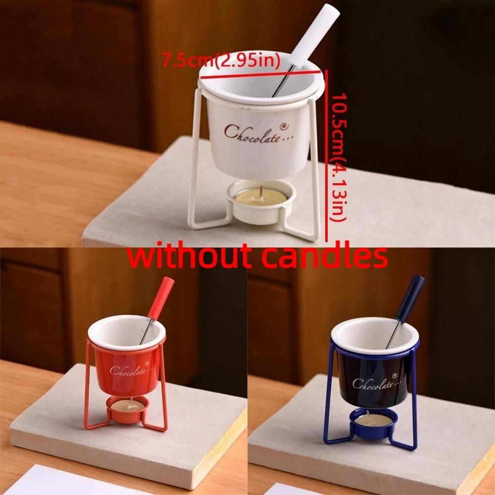 Detachable Fondue Cup With Fork Candle Pot Multi-function Ceramic Mug  Cheese Melting