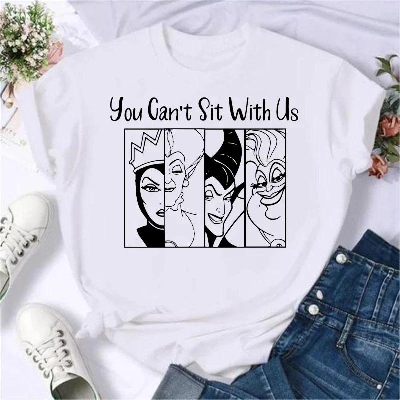 Summer Unisex Cartoon Villain T-Shirt Villain Princess Pattern Fashion T-Shirt Harajuku Streetwear White Cotton Top