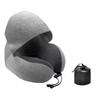 Hooded Memory Foam Travel Neck Pillow - U-Shaped Support for Airplane & Train Naps