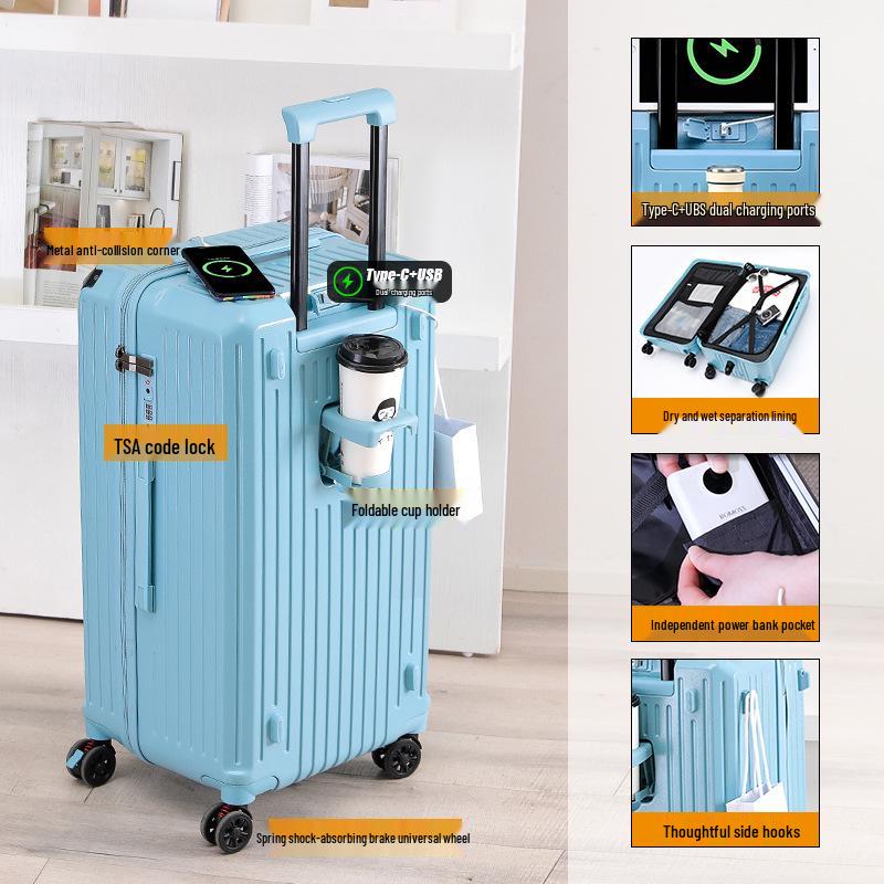 28-inch Women's Multifunctional Travel Suitcase with Charging Port and Large Capacity