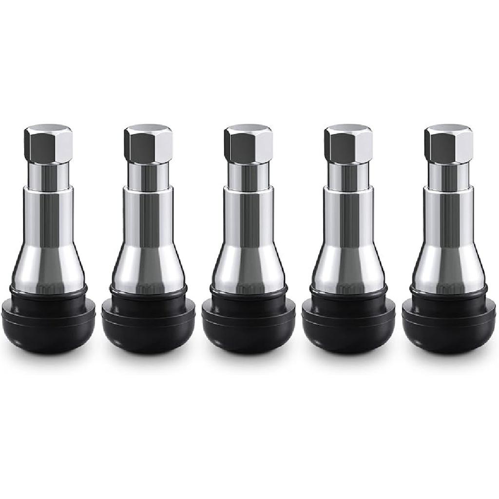 CKAuto TR413AC Chrome Rubber Snap-In Tire Valve Stems (5 Pack)