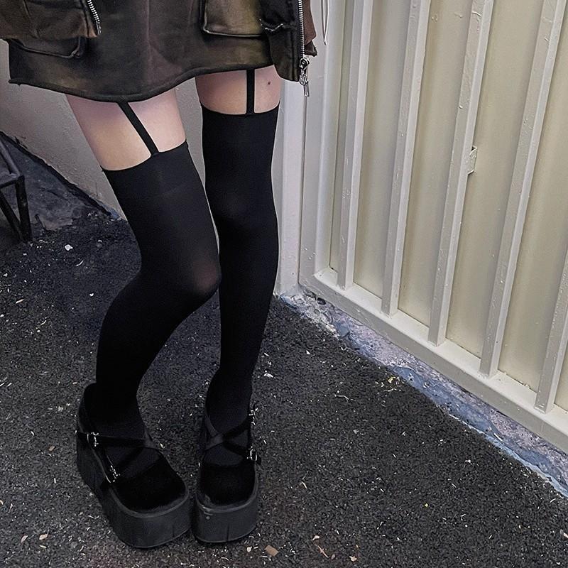 Velvet white suspender stockings for women, summer thin over-the-knee style jk Black silk sexy pure desire white long socks high-tube Velvet чёрный