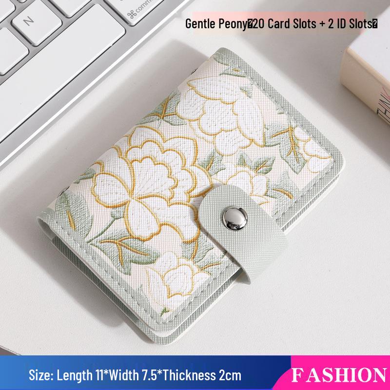 Monedero Retro Floral para Mujer con Múltiples Tarjeteros para ID y Tarjetas Bancarias - Gran Capacidad
