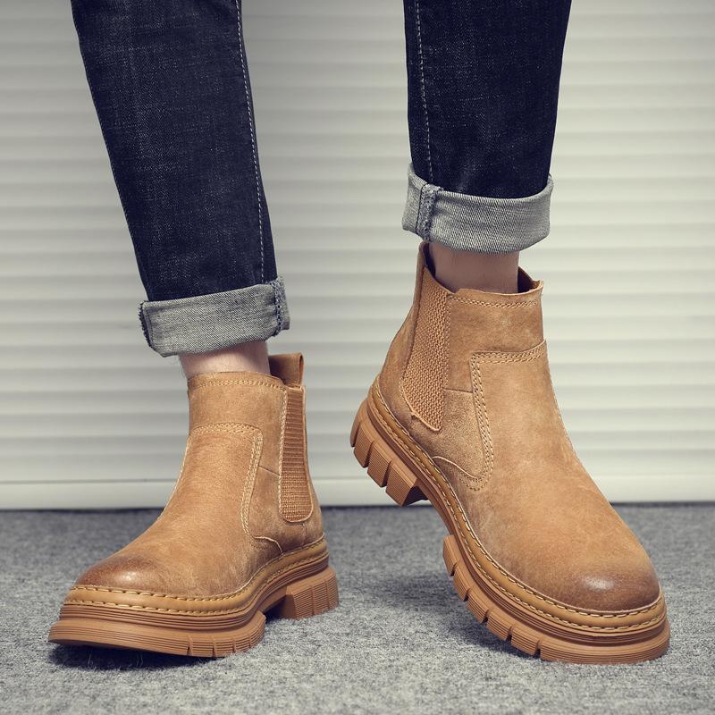 Autumn Shoes for Men Boots High Tops Genuine Leather Casual Shoes Outdoor Fashion Ankle Boots