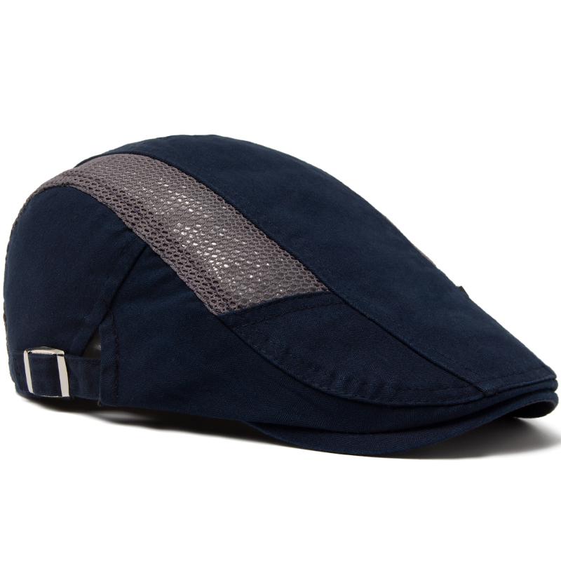 Czapka z siatki Beret dla mężczyzn Modny Beret z naszywką Letnia Bawełniana Oddychająca Daszek Przeciwsłoneczny Damska Casualowa Czapka z daszkiem Regulowana