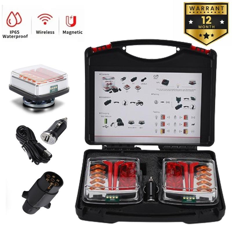 12V 24V Wireless Magnetic LED Truck Tail Light Trailer Rear Light Signal Warning Brake Light For Trailer Caravan Camper Lorry RV