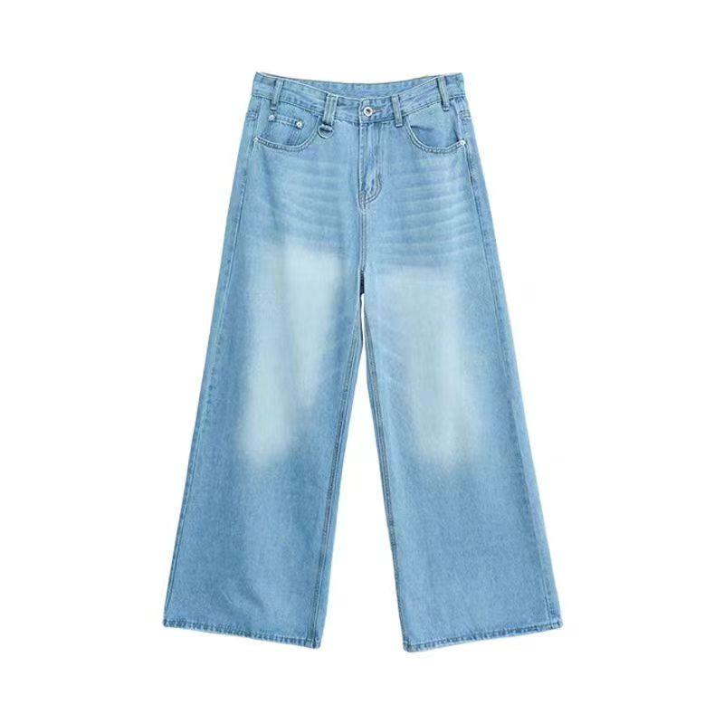 Unisex Retro Vintage Washed Straight-Leg Jeans - Slightly Loose Fit
