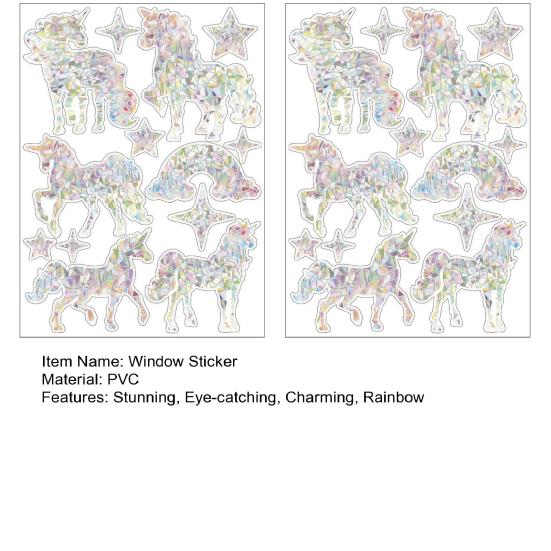 2 Sheets Rainbow Window Clings to Prevent Bird Strikes Decorative Prism Static Decals Butterfly Flower Heart Star Moon Shape Anti-Collision Stickers