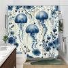 1Pc Blue Jellyfish Shower Curtain - Digital Watercolor Translucent Design With Bell-Shaped Bodies, Trailing Tentacles & Aquatic