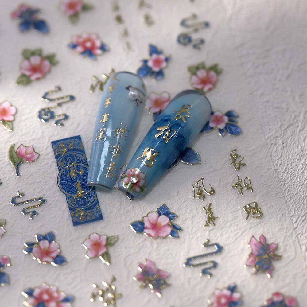 Blumen Chinesische Nagelaufkleber Cheongsam Zubehör Chinesische Nageldekorationen Geschenke
