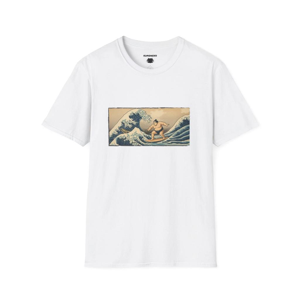 T-shirt Sumo Surfer Onda Top Magliette Unisex, Maglietta Arte Surf Giapponese Ukiyo-e, Maglietta Parodia della Grande Onda