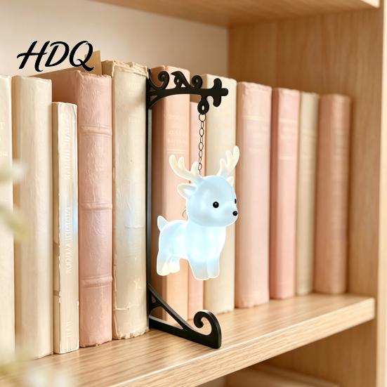 Portable Animal Pendant Metal Magic Owl Hanging Bookend Lamp Resin LED Night Light Durable Lightweight Light Deer Bird Decor for Bookshelf