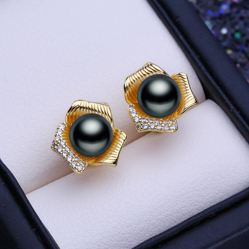 

LSOOYH серьги с натуральным пресноводным культивированным жемчугом для женщин и девочек, друзья, модные серьги-гвоздики в форме сердца золотого цвета, подарок на день рождения чёрный