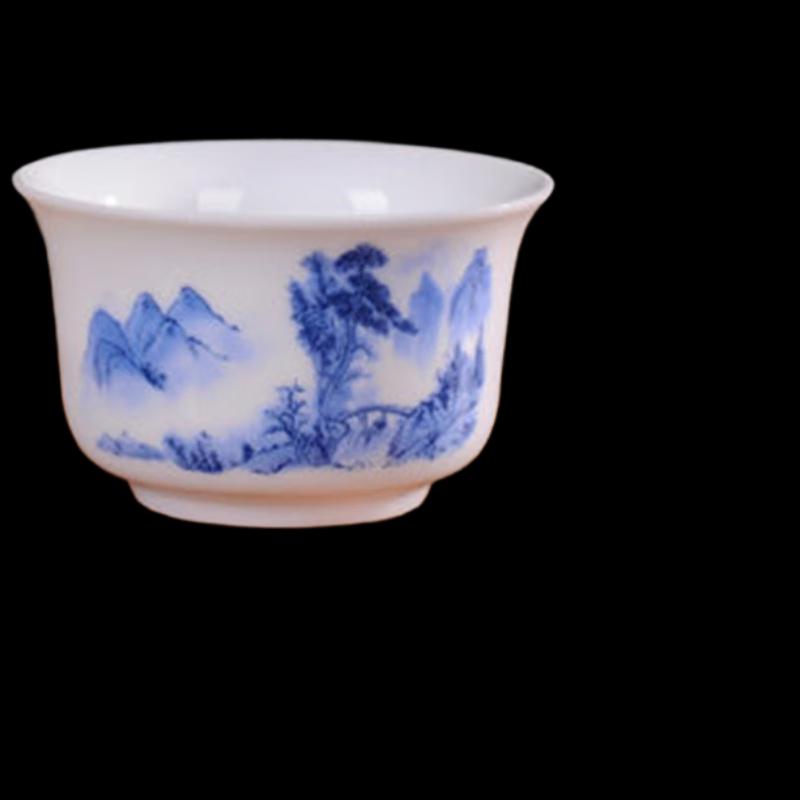 Set of 3 ZISIZ Blue and White Porcelain Tea Cups