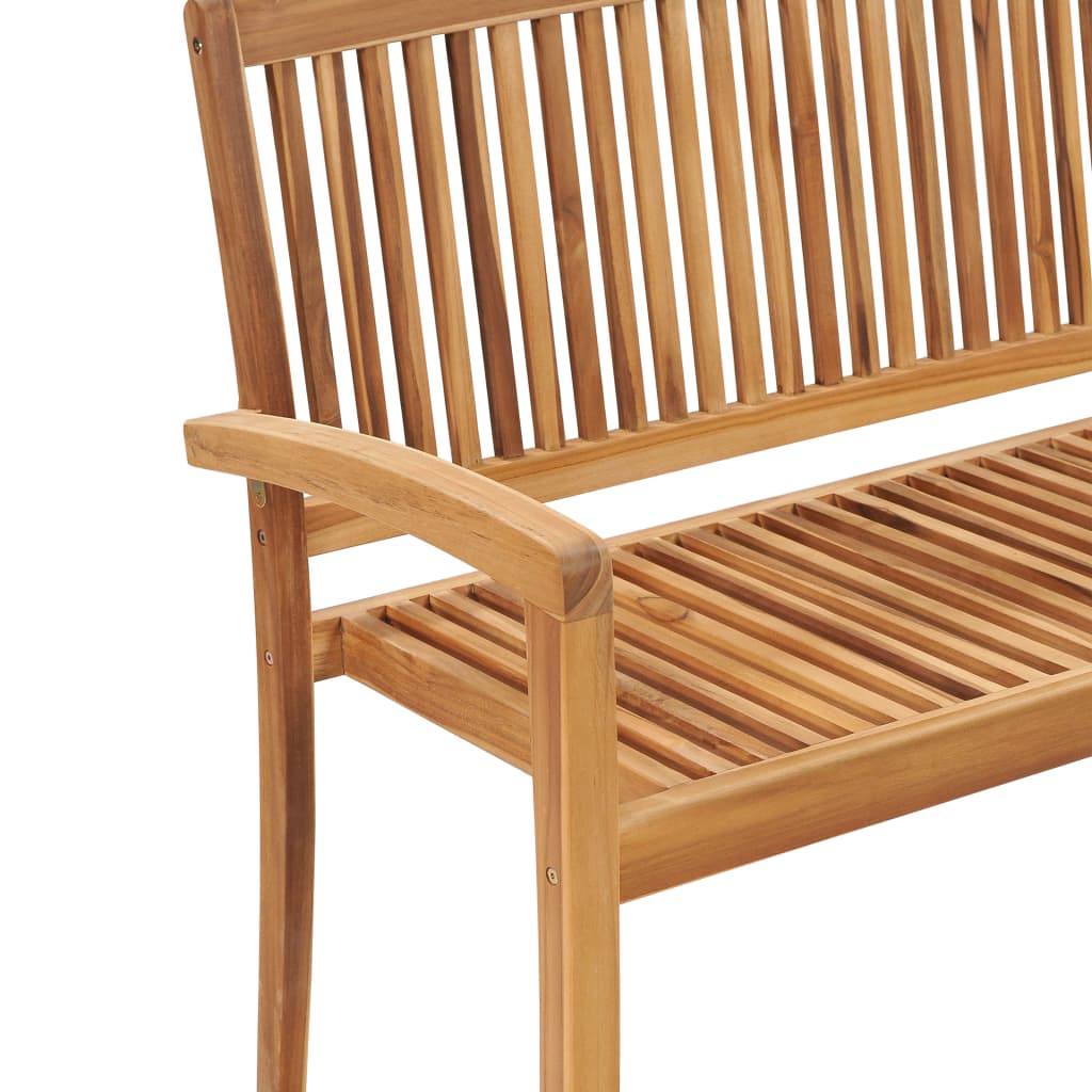 Stackable Garden Bench with Cushion 128.5 cm Solid Teak Wood