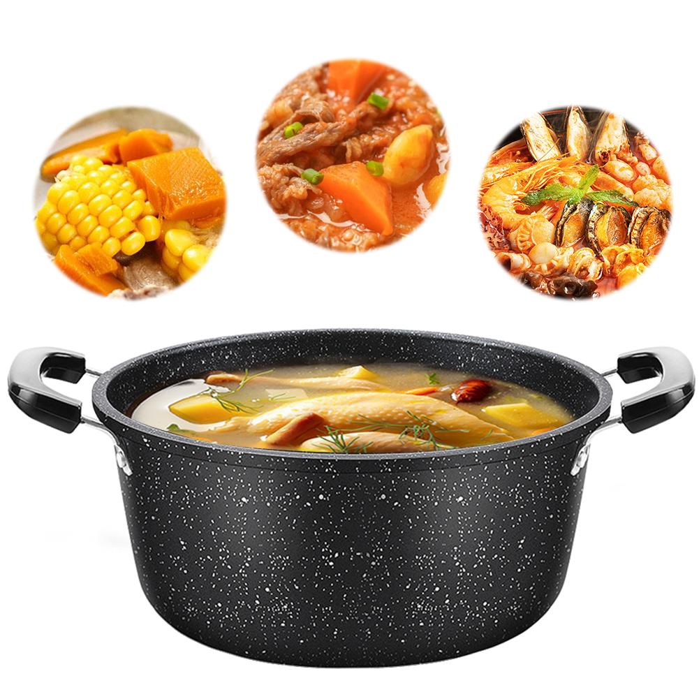 

Каструля для супу з антипригарним покриттям, каструля для бульйону з ручками, чавунна каструля для приготування їжі, швидкий нагрів, індукційна каструля для супу 21,5 см для всіх типів плит China Mainland