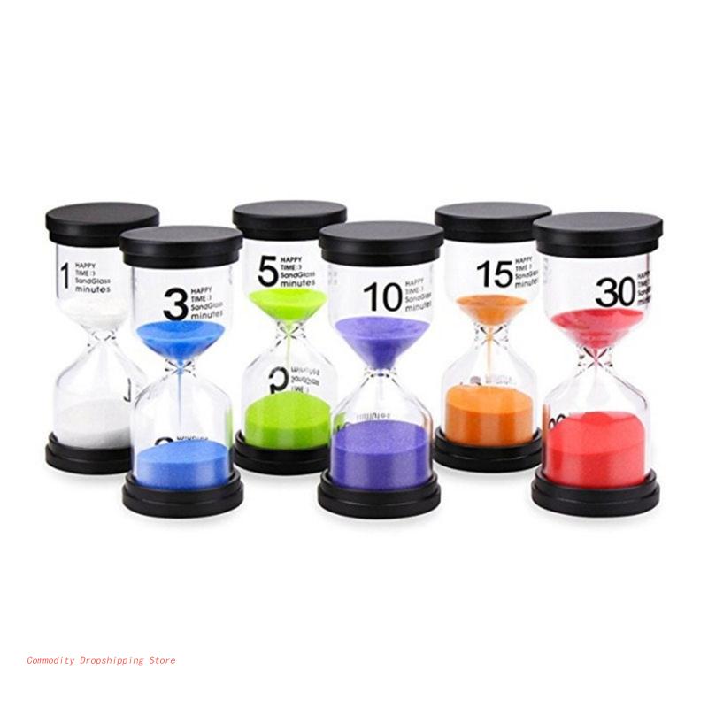 Sand Timer Set 1/3/5/10/15/30-Minuten 6 Farbe Sanduhr Timer für Kid Klassenzimmer Küche Spiel Home Büro Dekorationen 55KF