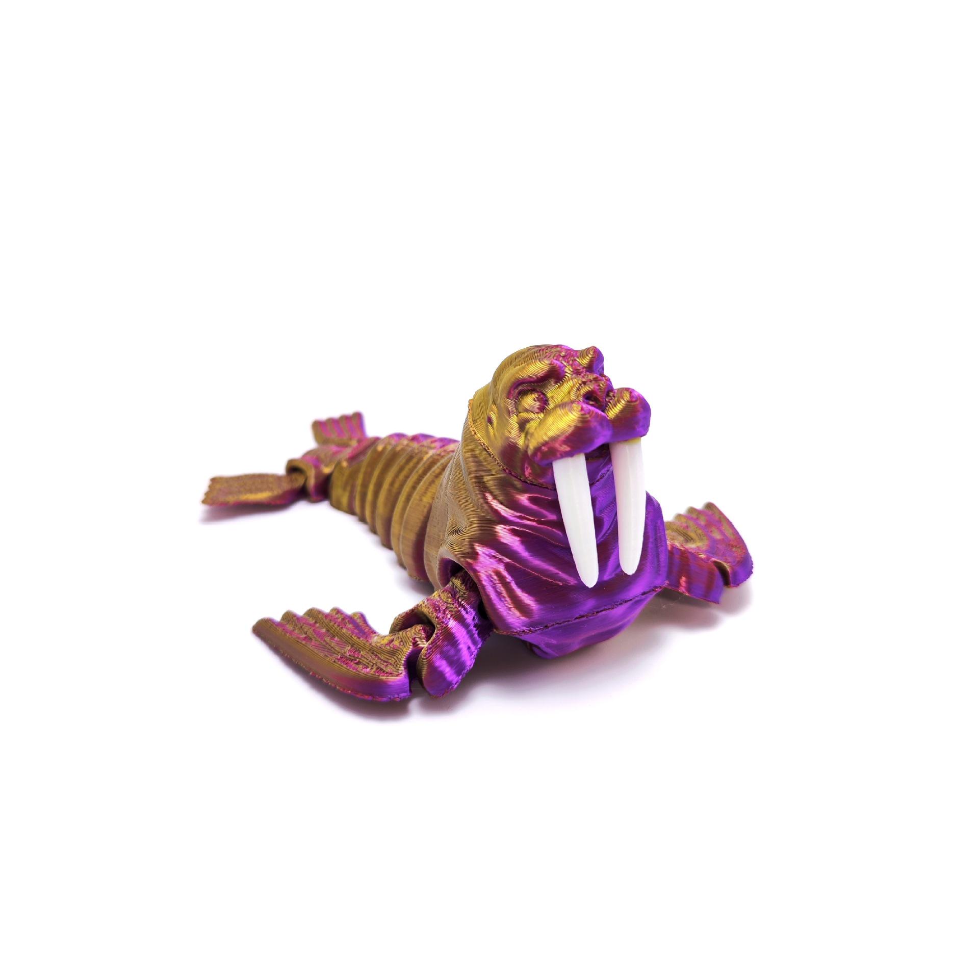 3D Printed Jointed Walrus Movable Marine Life Toy and Handicraft Gift