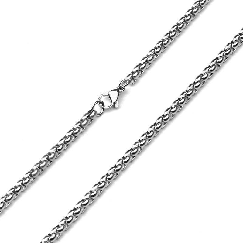 Stainless Steel Pearl Necklace with Titanium Thick Chain - Men's Minimalist Snake Bone Design