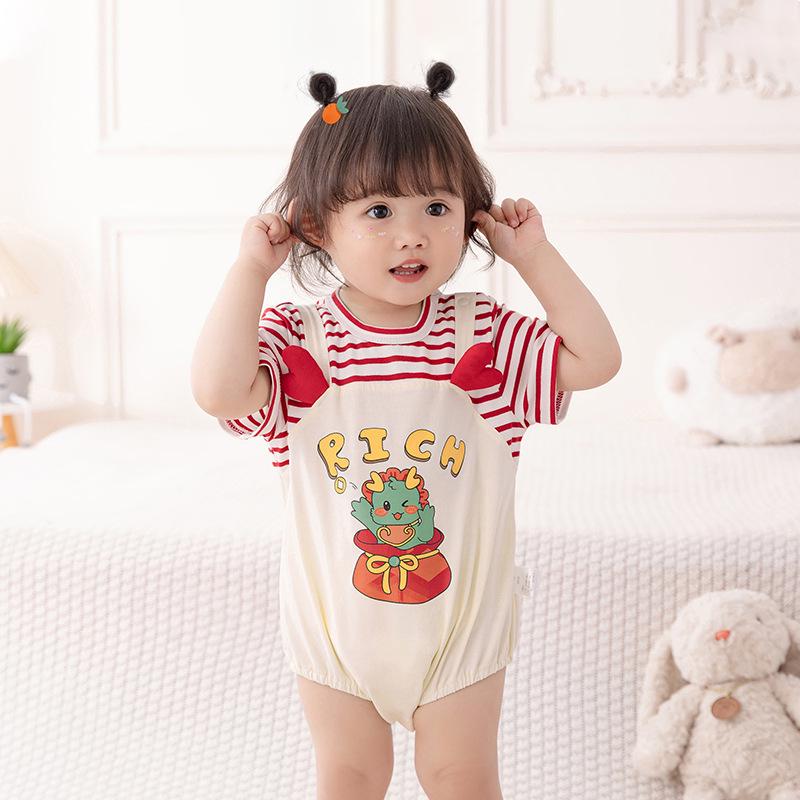 

Newborn Girls Summer Short-Sleeve Two-Piece Look Bodysuit Romper Tag 80