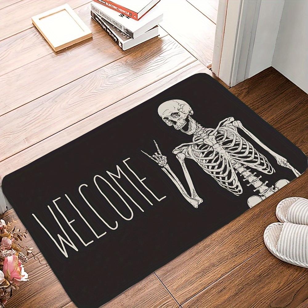 Totenkopf Fußmatte Lustige Halloween Totenkopf Willkommen Fußmatte, Wohnzimmer Küche Bodenmatte Zuhause Halloween Innen- und Außendekoration
