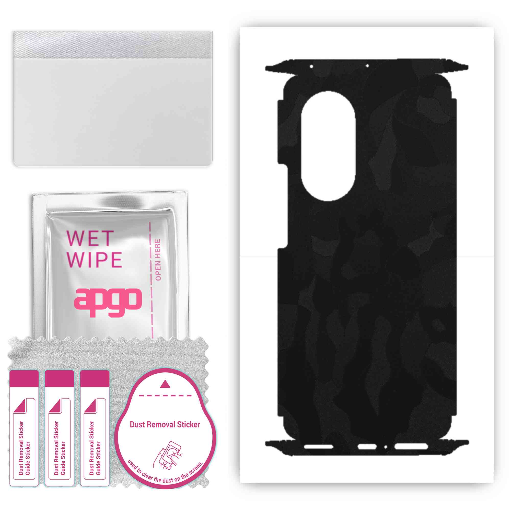 

apgo Protective Skin Sticker for the back+sides compatible with Honor 50 Pro, Full Wrap Film, Foil, Vinyl - Pattern Black Camo